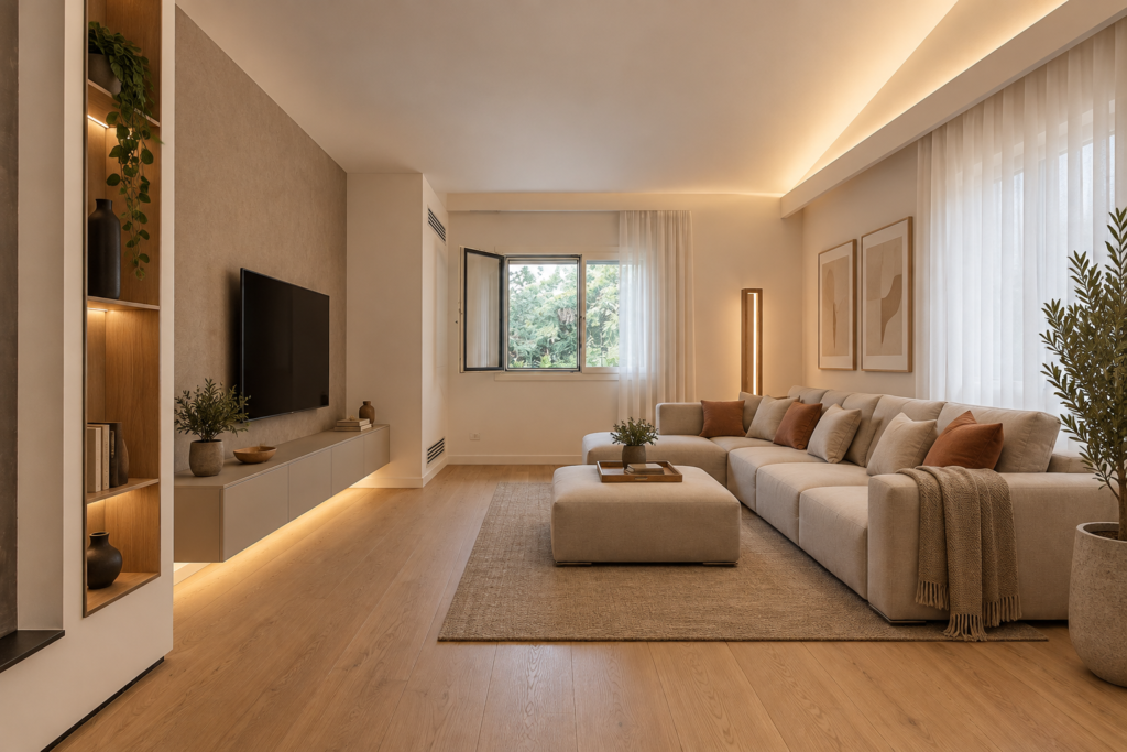 Soggiorno moderno con illuminazione a LED