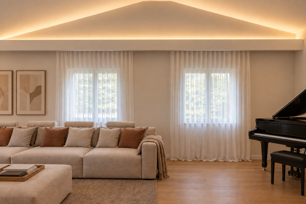 Soggiorno moderno con illuminazione a LED
