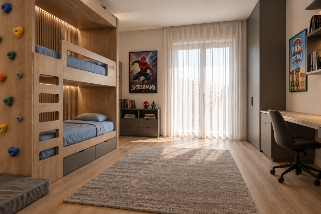 Camera da letto moderna con illuminazione LED indiretta